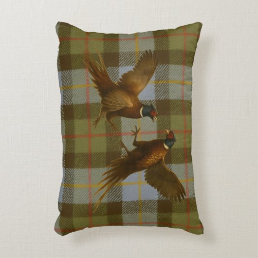 Fighting Pheasants on tweed / tartan background Accent Kussen (Voorkant(Verticaal))