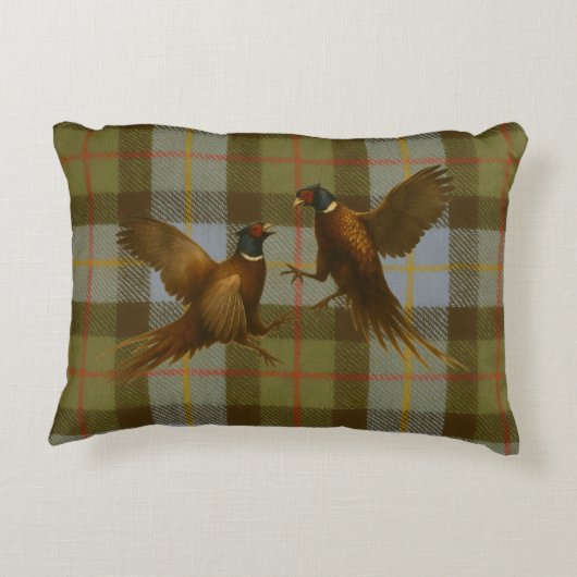 Fighting Pheasants on tweed / tartan background  Accent Kussen (Achterkant)