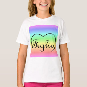 Figlia Daughter Italy regenbooghart T-shirt