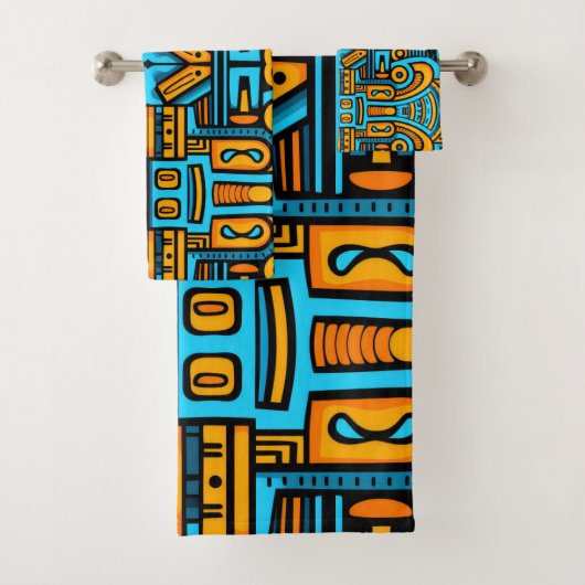 Figuratief Abstract Bold Blauw Sinaasappel Bad Handdoek (Insitu)