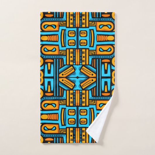 Figuratief Abstract Bold Blauw Sinaasappel Bad Handdoek (Handdoek)