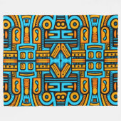 Figuratief Abstract Bold Blauw Sinaasappel Fleece Deken (Voorkant (Horizontaal))