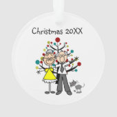 Figure de bâton Couple aîné, Ornement Acrylique Ch (dos)