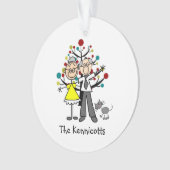 Figure de bâton Couple aîné, Ornement Acrylique Ch (devant)