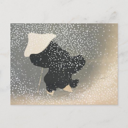 FIGURE JAPONAISE DANS LA CARTE POSTALE DE NEIGE (Devant)