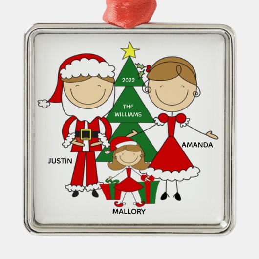 Figure mignonne Famille de 3 ornement de Noël (Devant)