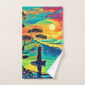 Figure militaire au coucher du soleil (Serviette à main)