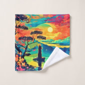 Figure militaire au coucher du soleil (Gant de toilette)