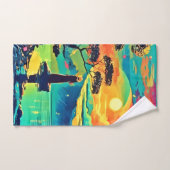 Figure militaire au coucher du soleil (Serviette à main)