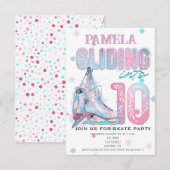 Figure Patinage 10e invitation de fête d'anniversa (Devant / Derrière)