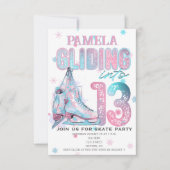 Figure Patinage 13e invitation de fête d'anniversa (Devant)