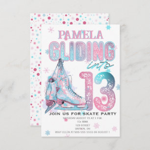 Figure Patinage 13e invitation de fête d'anniversa