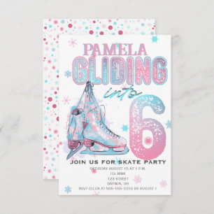 Figure Patinage 6e invitation de fête d'anniversai