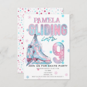 Figure Patinage 9e invitation de fête d'anniversai