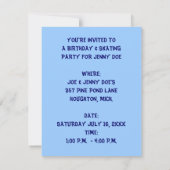 FIGURE SKATY INVITATION ~ ANNIVERSAIRE OU (Dos)