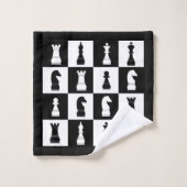 Figures de jeu d'échecs noir et blanc (Gant de toilette)