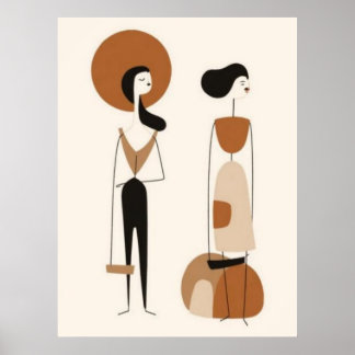 Figures de mode abstraites | Art mural minimaliste