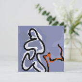Figuur met Feline: Abstract Blauw, Sinaasappel, B  (Staand voorkant)