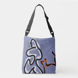 Figuur met Feline: Abstract Blauw, Sinaasappel, B Crossbody Tas