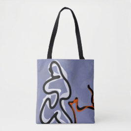 Figuur met Feline: Abstract Blauw, Sinaasappel, B Draagtas