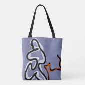 Figuur met Feline: Abstract Blauw, Sinaasappel, B  Draagtas (Achterkant)