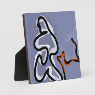 Figuur met Feline: Abstract Blauw, Sinaasappel, B Fotoplaat