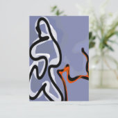 Figuur met Feline: Abstract Blauw, Sinaasappel, B  Kaart (Staand voorkant)