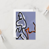 Figuur met Feline: Abstract Blauw, Sinaasappel, B  Kaart (Voorkant / Achterkant in situ)