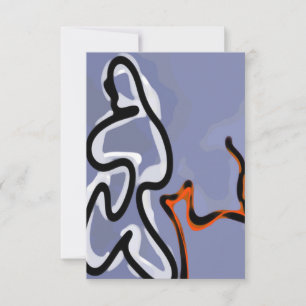 Figuur met Feline: Abstract Blauw, Sinaasappel, B  Kaart