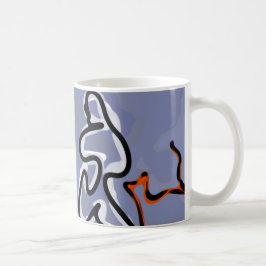 Figuur met Feline: Abstract Blauw, Sinaasappel, B Koffiemok