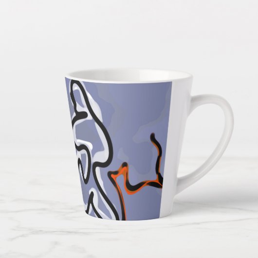 Figuur met Feline: Abstract Blauw, Sinaasappel, B  Latte Mok (Rechts)