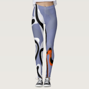 Figuur met Feline: Abstract Blauw, Sinaasappel, B  Leggings