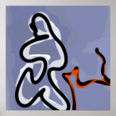 Figuur met Feline: Abstract Blauw, Sinaasappel, B Poster (Voorkant)