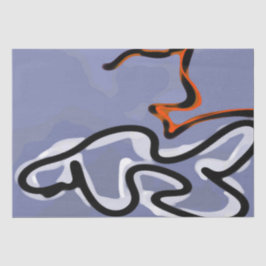 Figuur met Feline: Abstract Blauw, Sinaasappel, B Tissuepapier