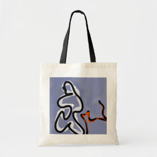 Figuur met Feline: Abstract Blauw, Sinaasappel, B  Tote Bag