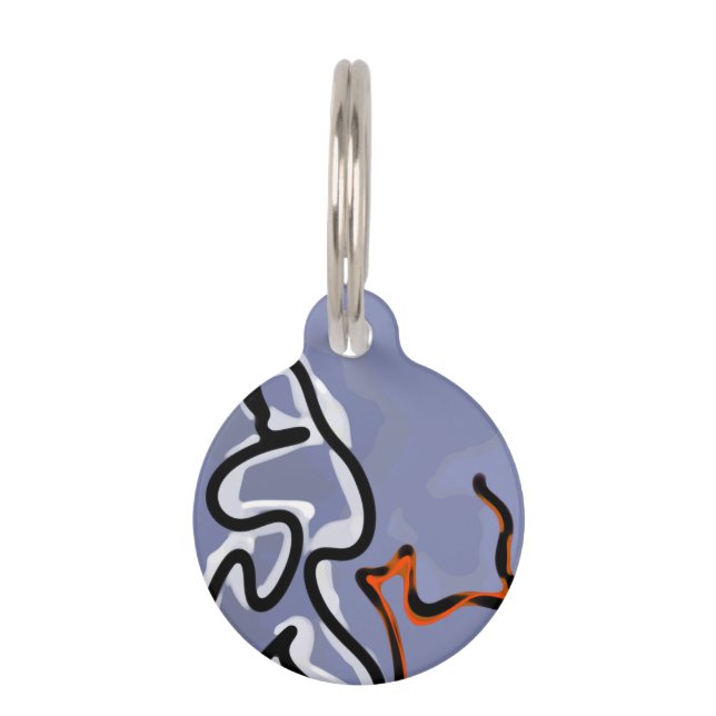 Figuur met katachtige: op maat gemaakte blauwe, or huisdierpenning (Voorkant)