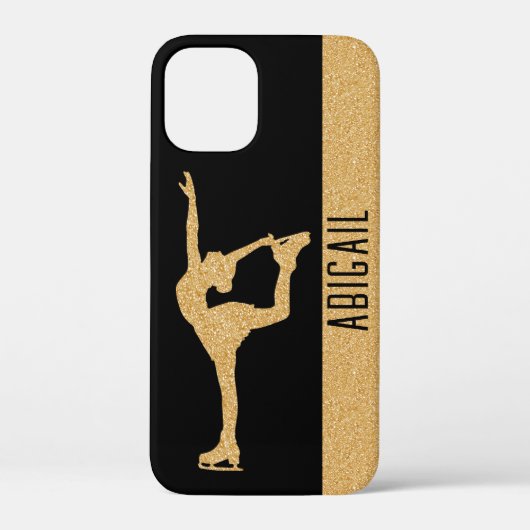 "Figuur Schaatsen" gouden glitter aangepaste naam Case-Mate iPhone Case (Achterkant)