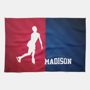 Figuur schaatsen; Rood, wit en blauw Theedoek