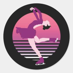 Figuur schaatsmeisje - kunst van ijsdansen ronde sticker