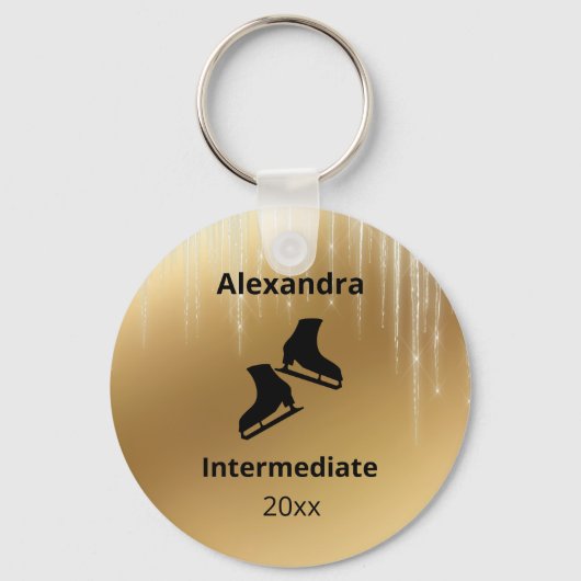 Figuur schaatstest jaars gouden sleutelhanger (Voorkant)