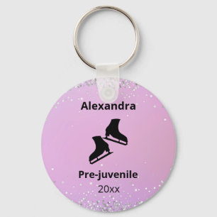Figuur schaatstest sleutelhanger jaar roze