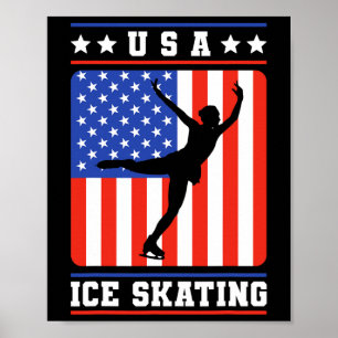 Figuur Skater Usa ijsschaatsen Poster