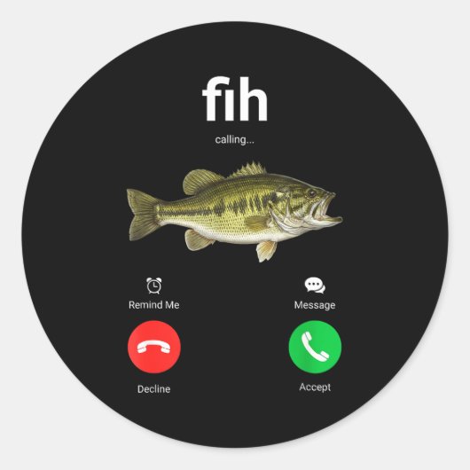 Fih Calling Decline Accept Funny Phone Call Misspe Ronde Sticker (Voorkant)
