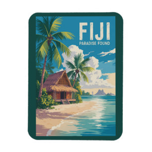 Fiji Beach Hut Travel Art Vintage Magneet