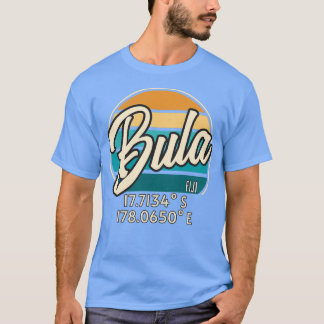 Fiji Bula Retro Sunset Longitude Latitude T-shirt