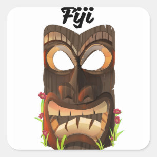 Fiji-carved masker vierkante sticker