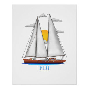 Fiji Coastal Nautical Sailing Sailor Perfect Poster