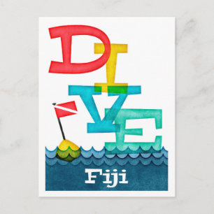 Fiji Dive - Colorful Scuba Briefkaart