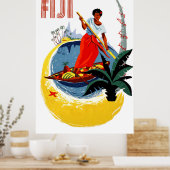 Fiji-eiland, man op een kleine boot poster (Keuken)