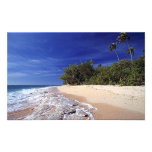 Fiji-eilanden, Tavarua. Dit strand op Tavarua, Foto Afdruk